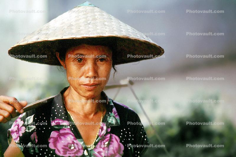 Woman, hat, face, Laos