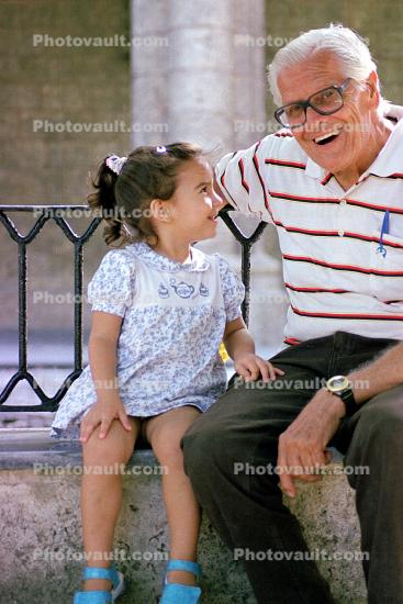 Grandpa with Grandaughter, Laughing