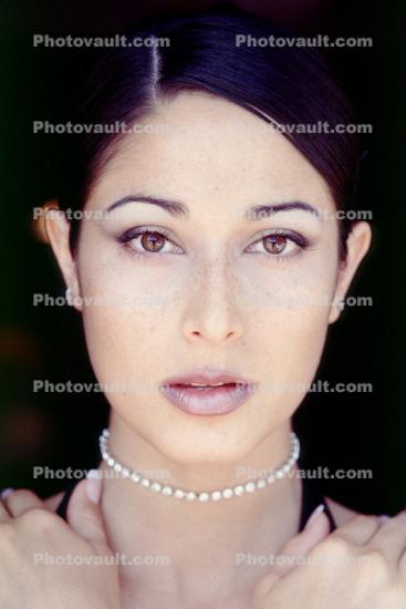 Woman, Face, Female, necklace, skin, lips, eyes, eyebrows, ears, neck