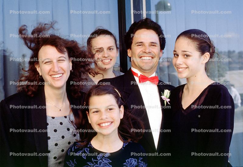 Father, Mother, Daughters, siblings, smiles, bowtie