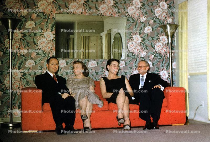 Woman, Man, Male, Female, Arms, Dress, Couch, Adriana, 1950s
