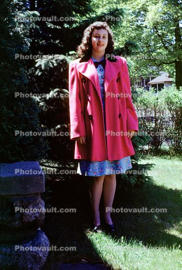 Woman in a Red Coat, 1942, 1940s