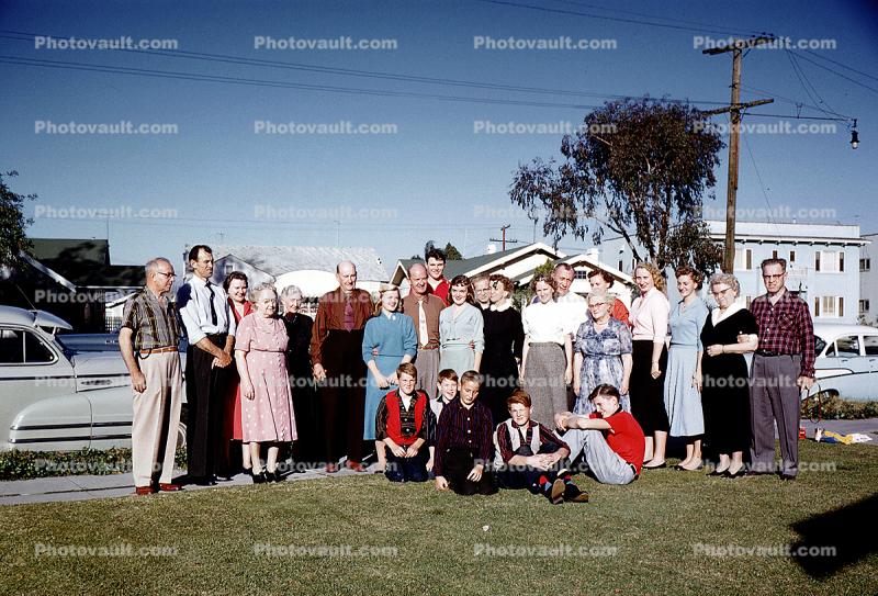 Family, Mother, Father, Dad, Mom, Child, Children, group, cars, 1950s