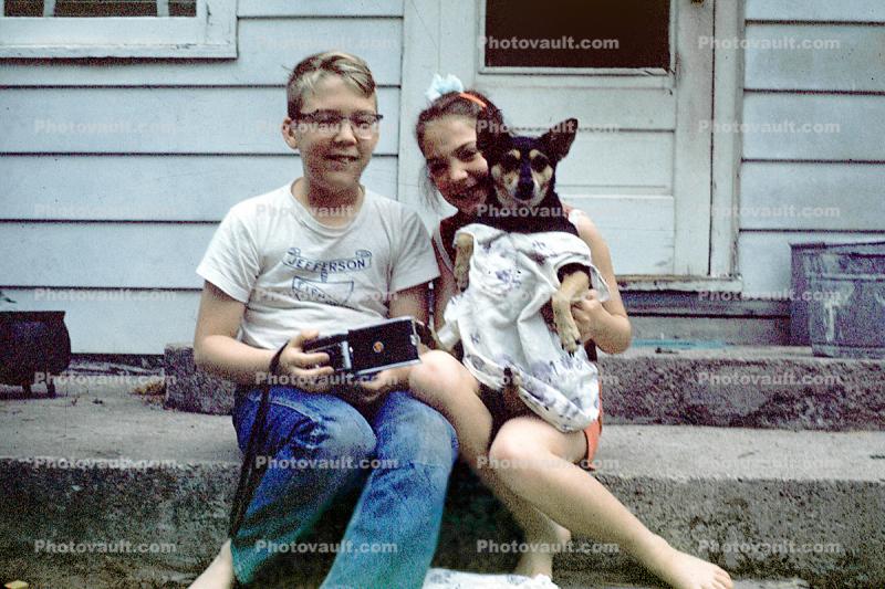 brother, sister, Camera, girl, boy, glasses, July 1961, 1960s