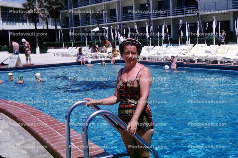 Woman, Swimming pool, June 1963, 1960s
