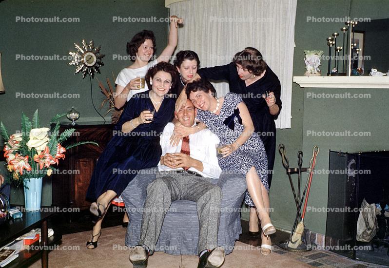 Group, Party, Drunk, Fun, Funny, April 1959, 1950s