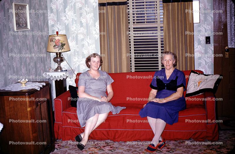 Female, woman, lady, sofa, lamp, 1940s