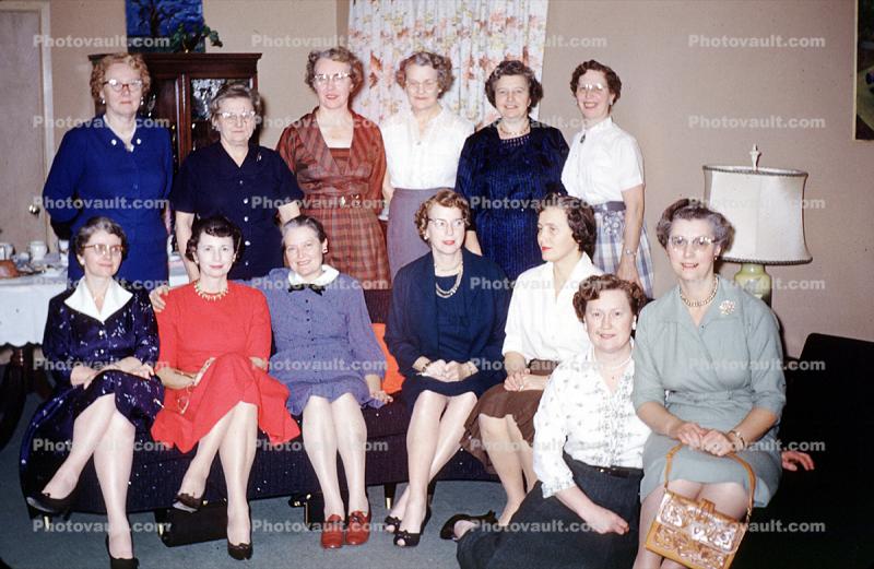 Women in a group, March 1960, 1960s