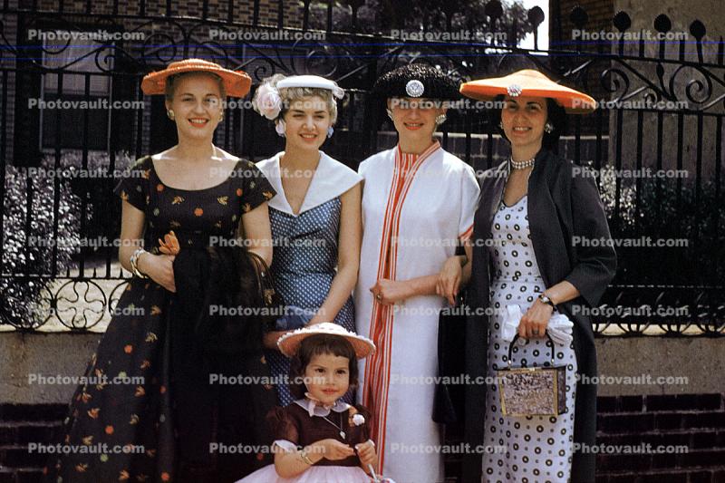Women, Girl, Hats, Dresses, Formal, 1940s
