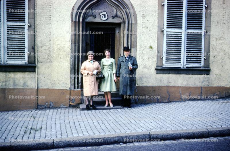 women, lady, Door, Doorway, Entrance, 1950s