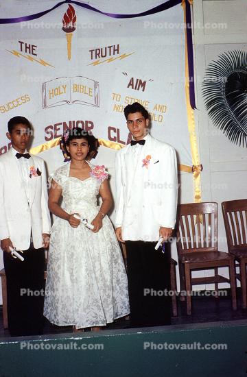 Senior High School Prom Night, Catholic School, Torch, Jacket, bow tie, dress, 1960s