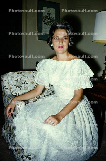 Woman, Formal Dress, earrings, 1960s
