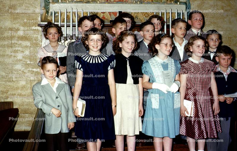 group, girls, boys, tween, smiles, smiling, 1950s