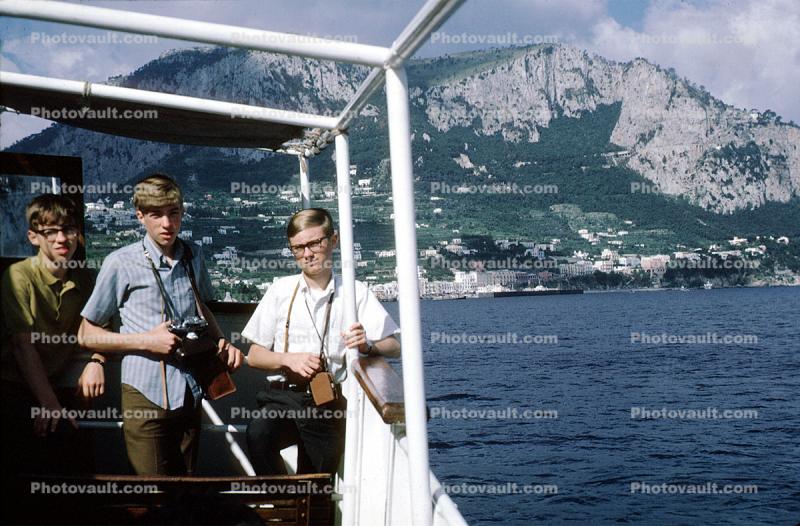 Three-Boys Sighseeing, boat, 1950s