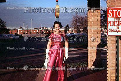 Woman, formal dress, gloves, female, cars, 1950s