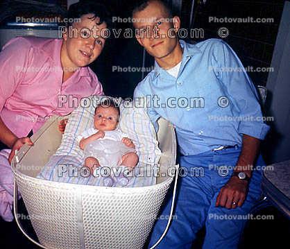 Baby, Crib, Proud Parents, Bassinet, toddler, 1960s