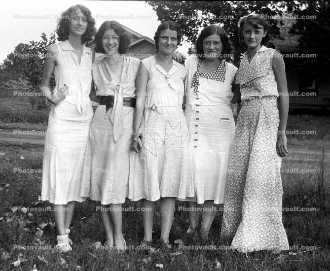 Woman, Girls, Smiles, Dress, 1920's