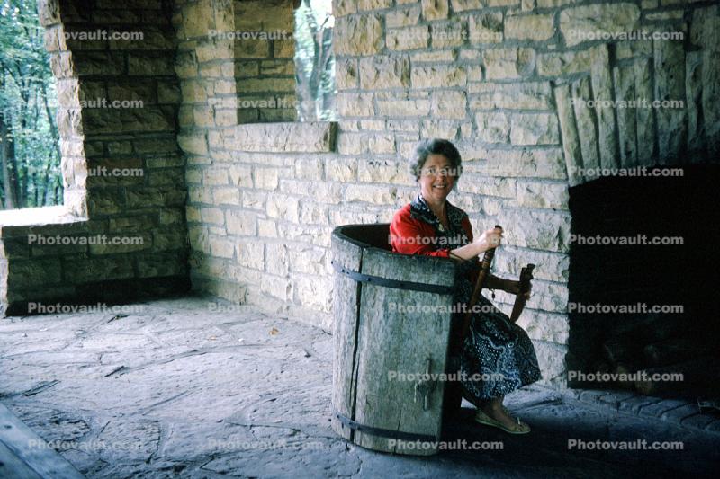 Smiling Woman, wine barrel chair