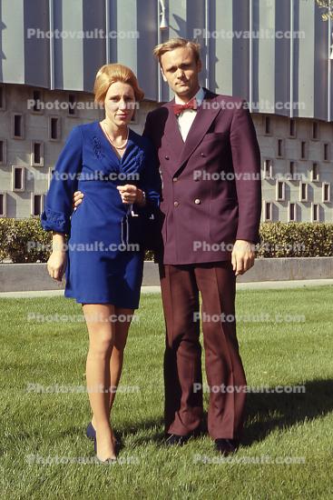 Man, Woman, bell bottom pants, dress, 1960s