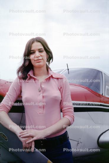 Girl leans on a propeller, Smiles, 1960s