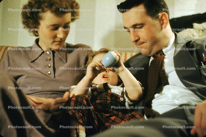 Mother, Father, Child, 1940s