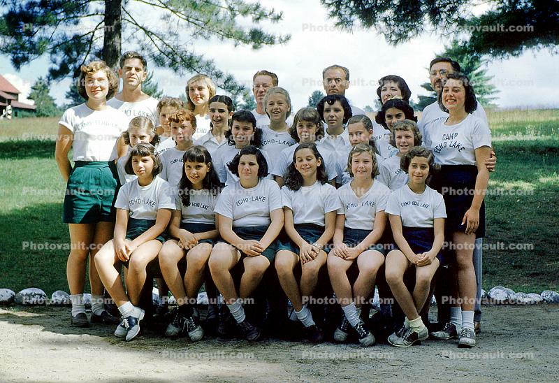Camp Echo Lake, Girls, Women, group, 1950s