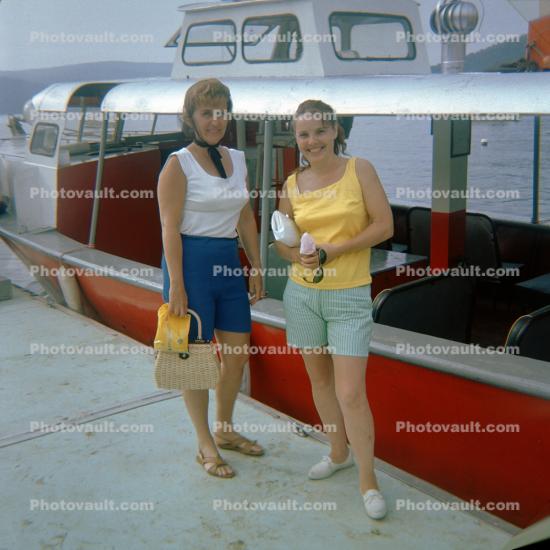 Tourboat, dock, Mother with Daughter, 1960s
