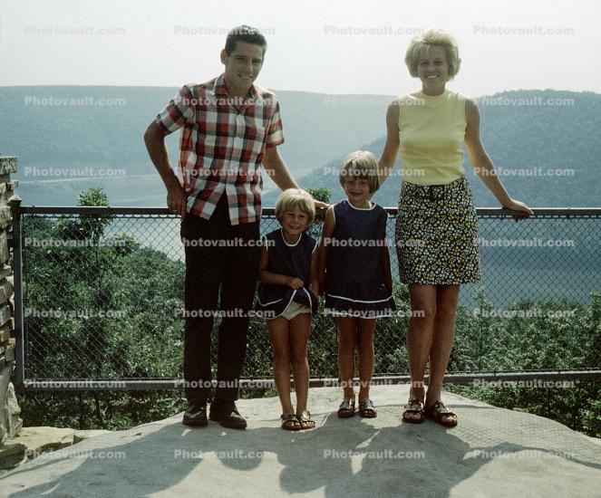 Family group, funny, cute, Man, Woman, girls, 1970s