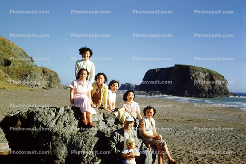 Asian Family at Goat Rock State Park, Sonoma County, 1950s
