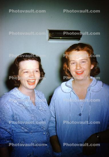 smiling ladies, Women, Friends, Night Gowns, Robe, June 1960