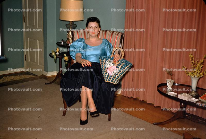 Woman Sittin, Formal, High Hells, 1950s