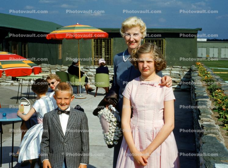 Mother with her Children, Boy, Girl, 1943, 1940s