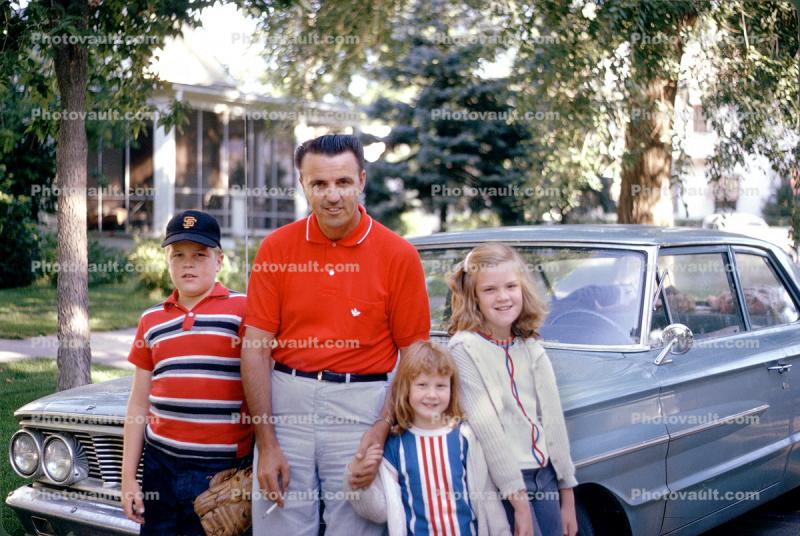 Jim and Kids, Family and Car, September 1964, 1960s