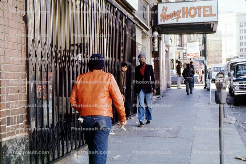 Henry Hotel, Sidewalk, Parking Meter, Man Walking, Homeless, Tenderloin