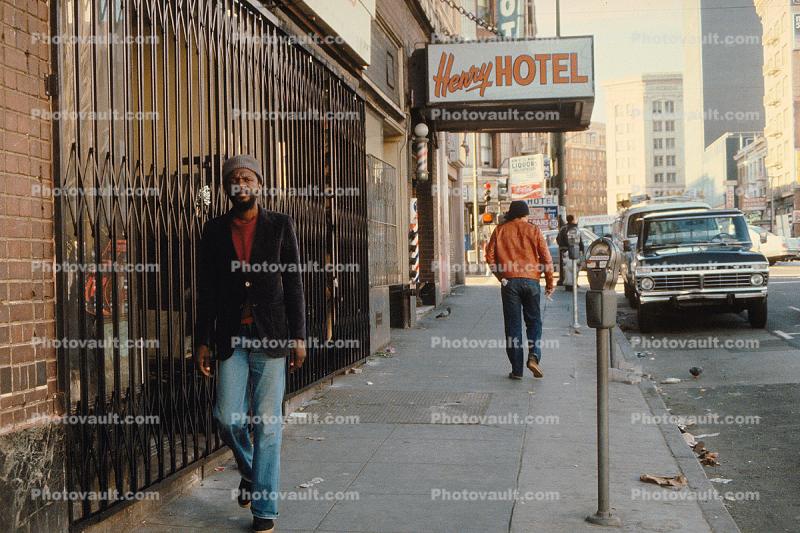 Henry Hotel, Sidewalk, Parking Meter, Man Walking, Homeless, Tenderloin