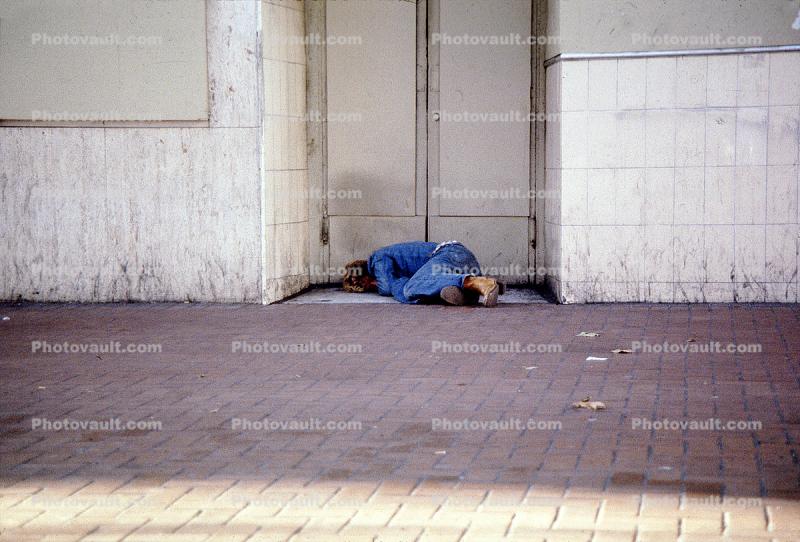 Tenderloin, Homeless, Man Sleeping in a Doorway, Drunken, Drunkard