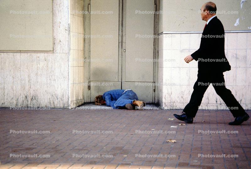 Homeless, Man Sleeping in a Doorway, Drunken, Drunkard, Tenderloin