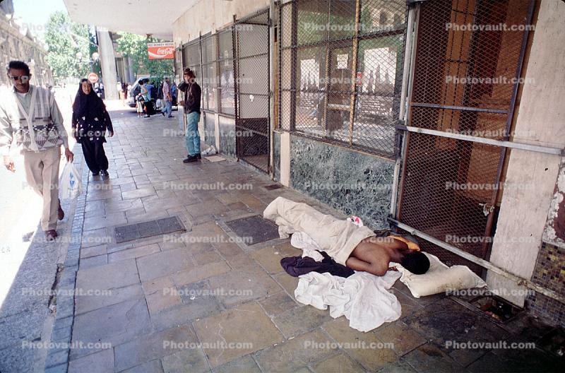 Man Sleeping on Sidewalk, Sidewalk, stores, Cape Town
