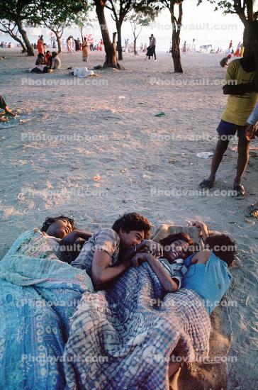 Boys Sleeping on the Chowpatty Beach, Mumbai, (Bombay)