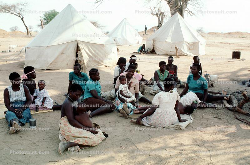 Women, Tents, Refugee Camp, Mozambique, Diaspora