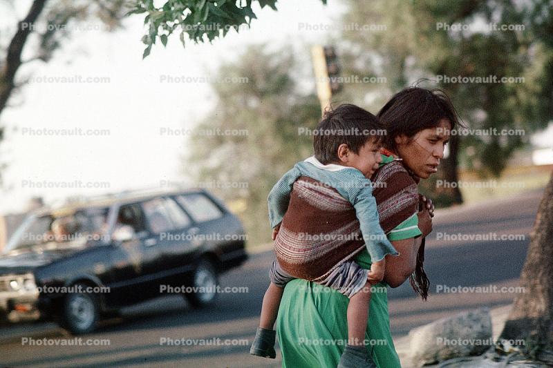 Mother and her Child, crying boy, Puebla, Mexico