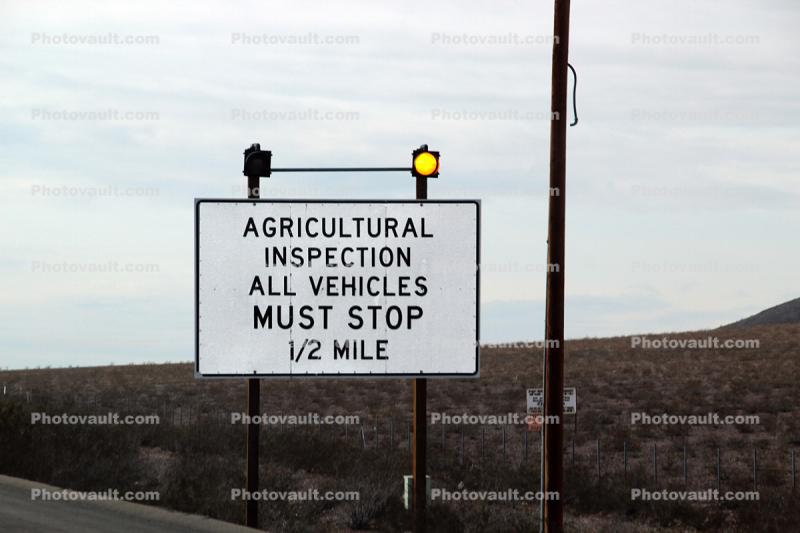 Agricultural Inspection Sign, desert