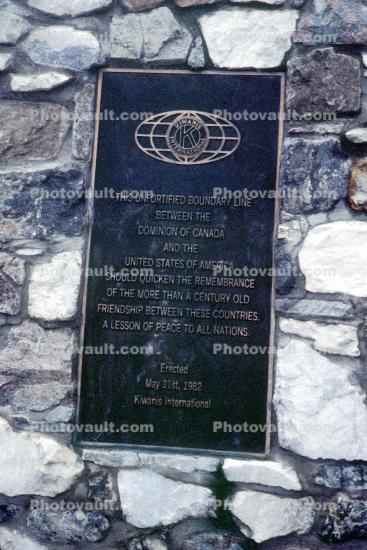 International Boundary Line between Canada and the United States, marker, plaque