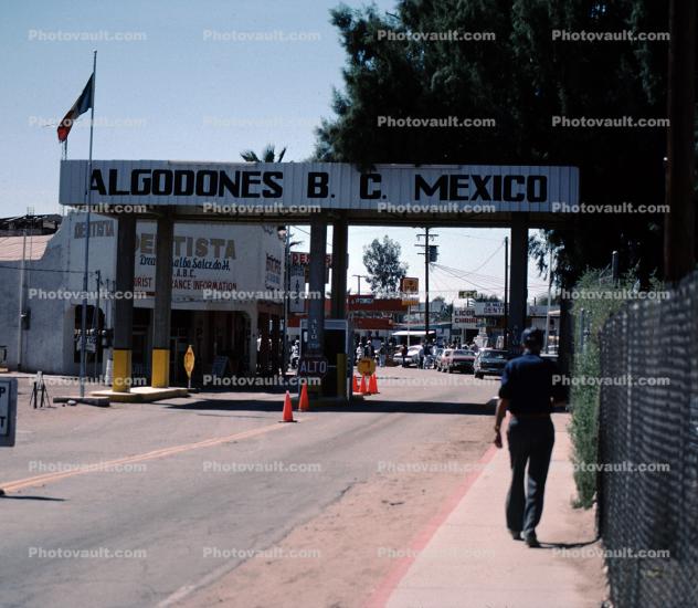 Algodones Baja California Mexico, Boprder Station, street, road, 1960s