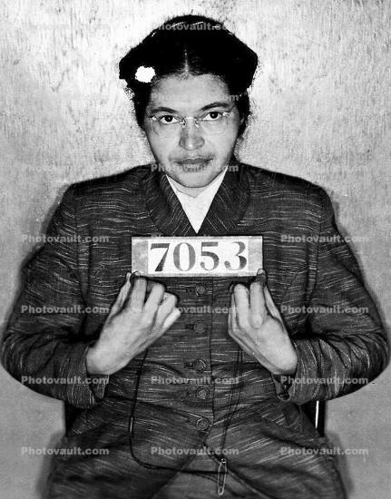 Rosa Parks Mug Shot, Arrest for refusing to set aside her seat on a bus for a white man, BLM, 7053