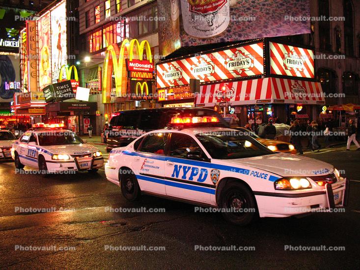 NYPD at night, New York City, Ford Car