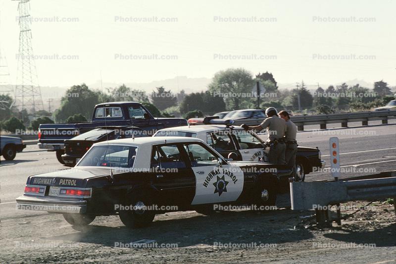 Squad car, CHP, California Highway Patrol, Dodge Diplomat, 1980s