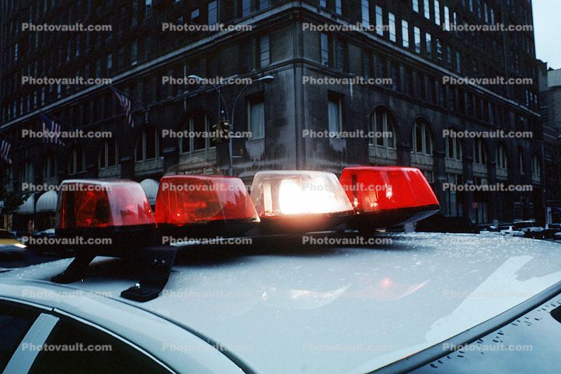 squad car, flashing lights, New York City