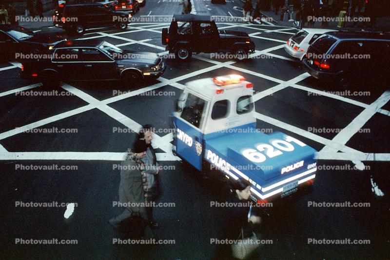 Traffic Enforcement, New York City, tri-wheeler, three-wheeler, minicar, microcar, cars, intersection, crosswalk