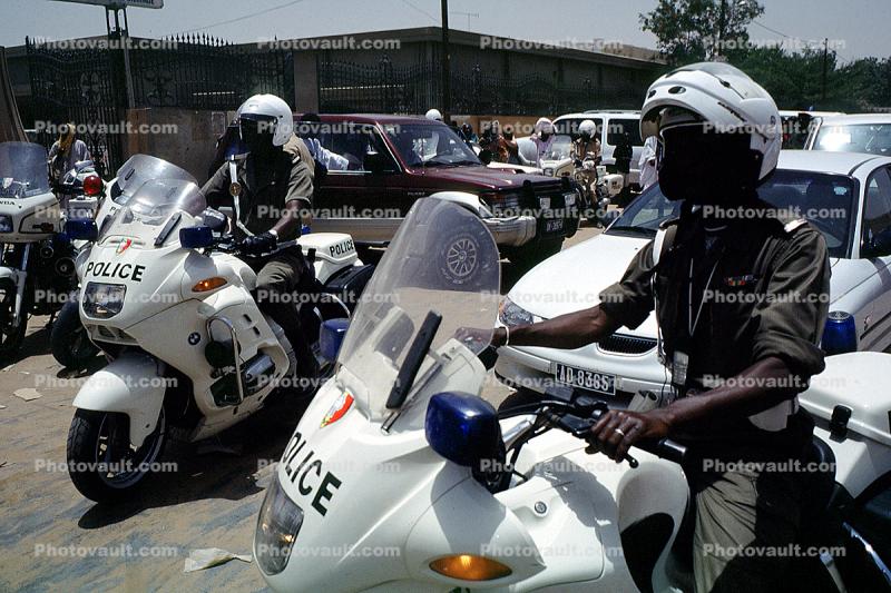 Motorcycle Police, helmets, Touba Senegal